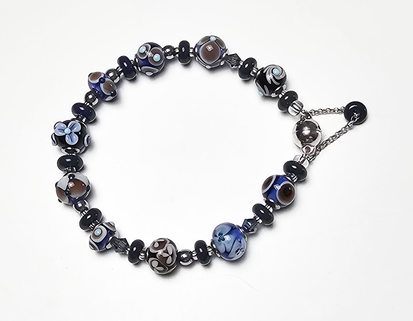 Armband Sinfonie in Preußischblau-Olivbraun