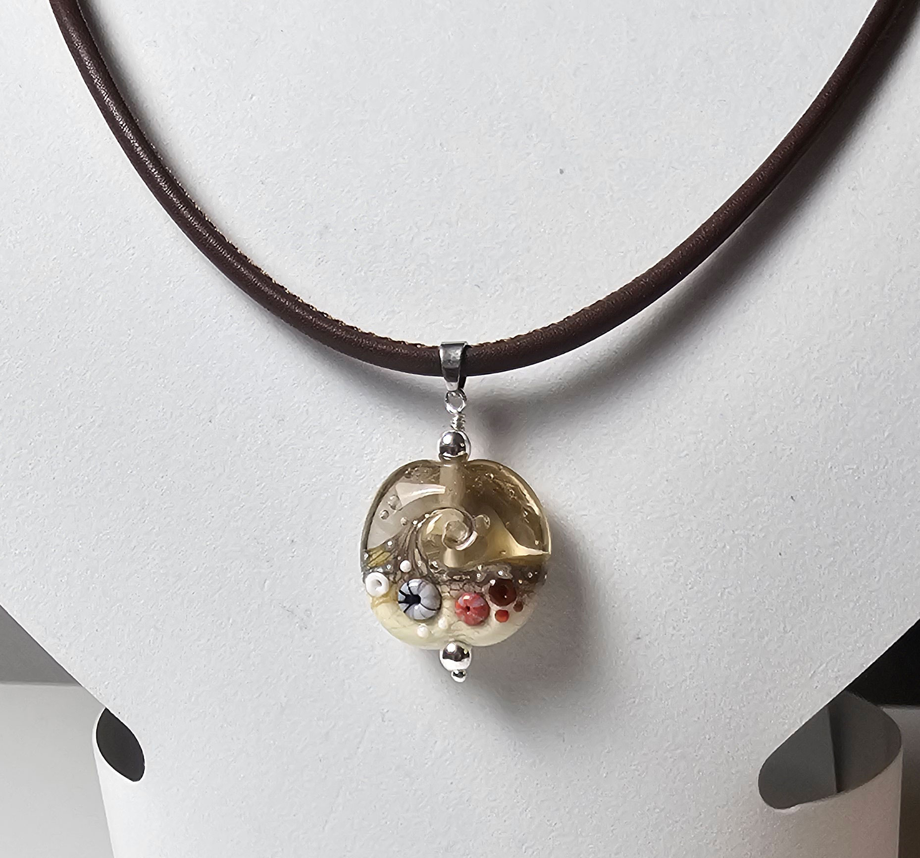 Nappaledercollier Strandperle