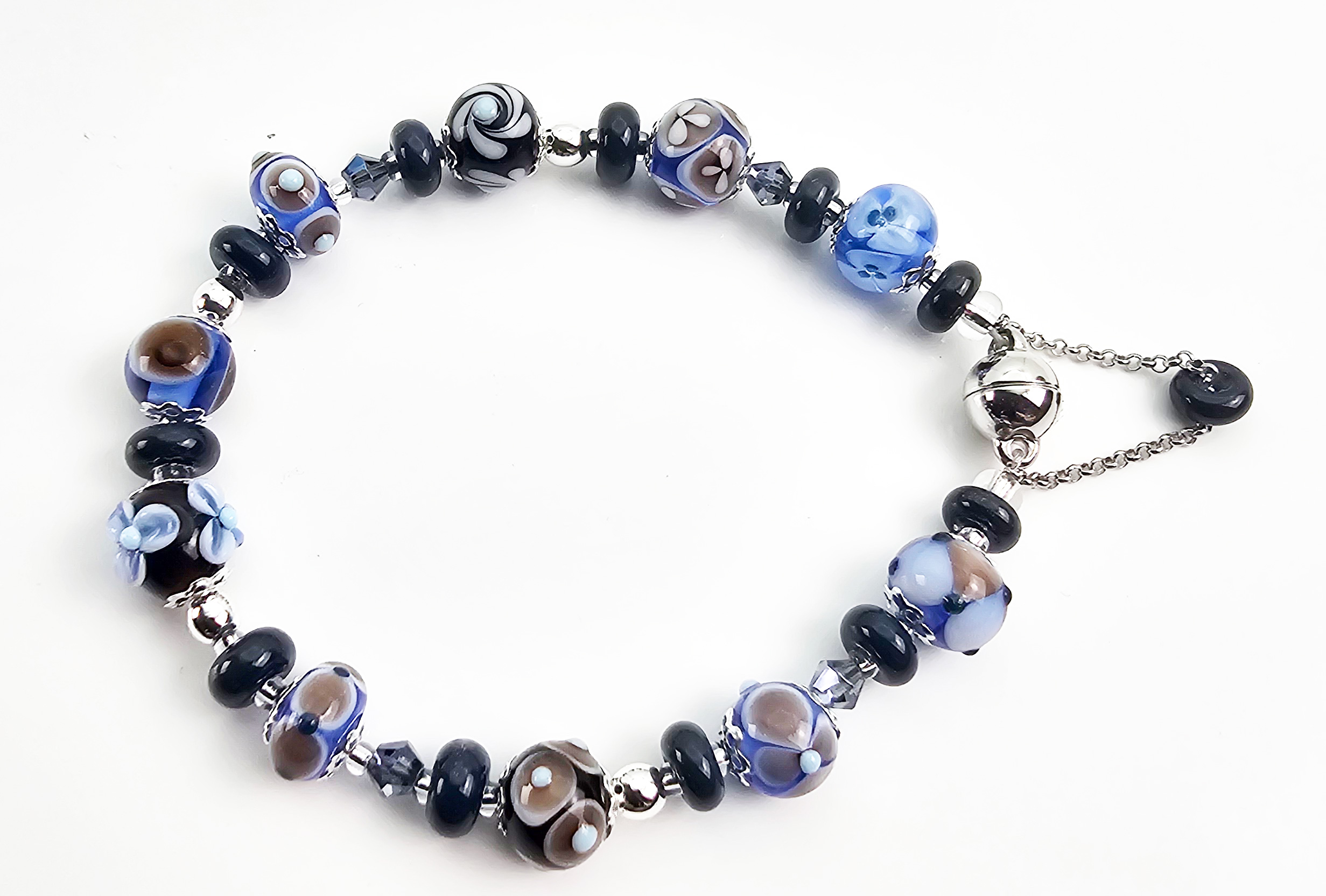 Armband Sinfonie in Preußischblau-Olivbraun